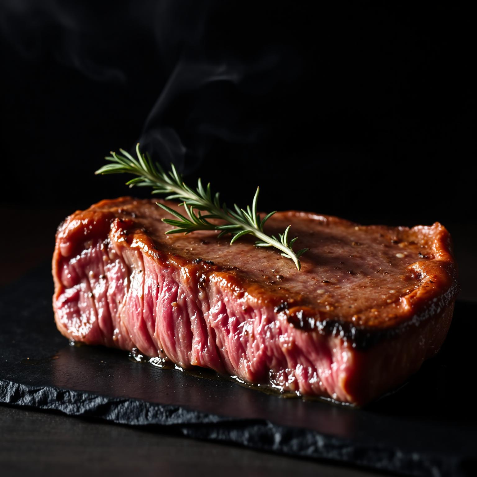 Corte premium de carne suína selada com alecrim